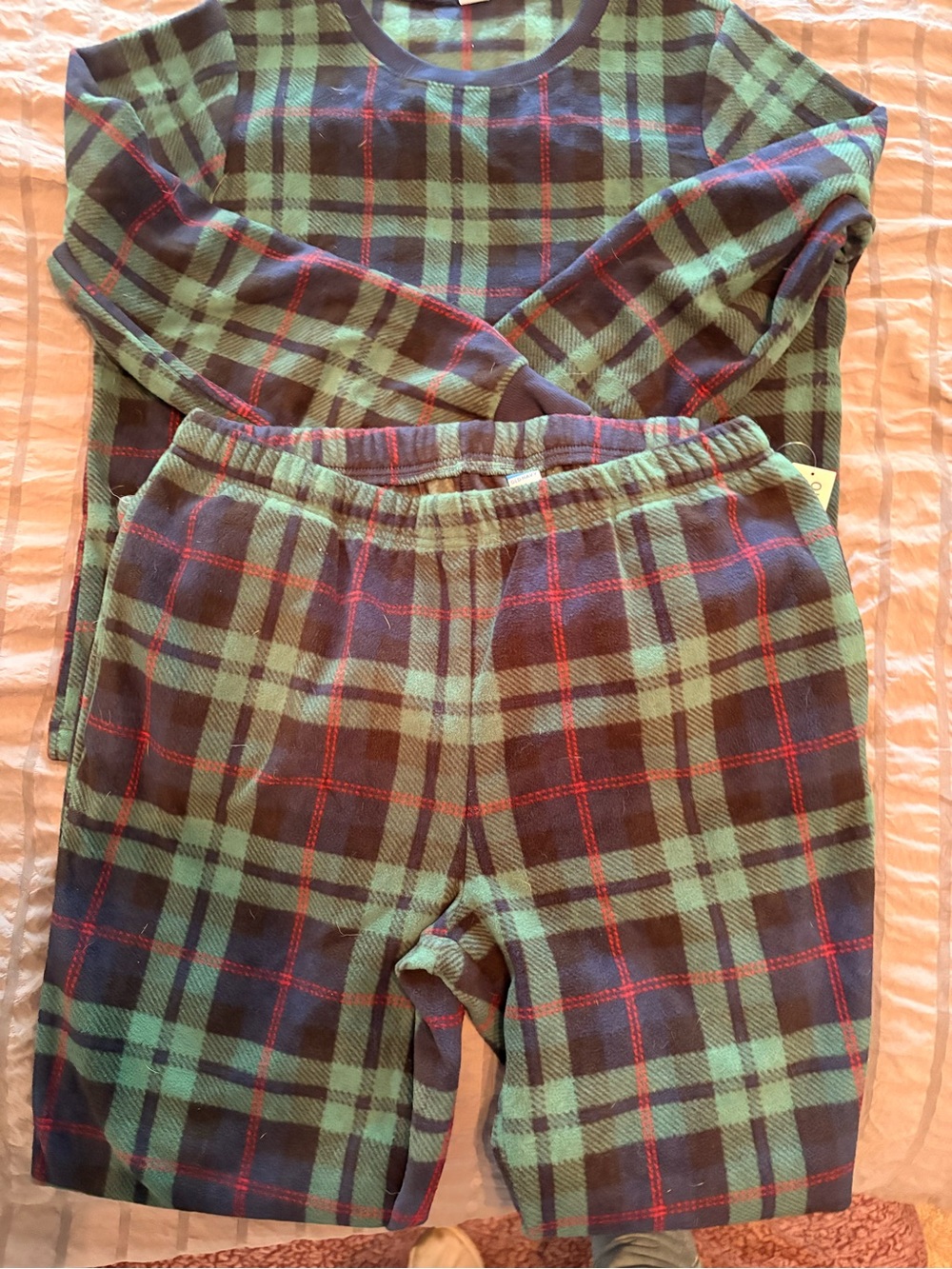 Old Navy Green, Navy and Red Plaid Kids Pajama Set